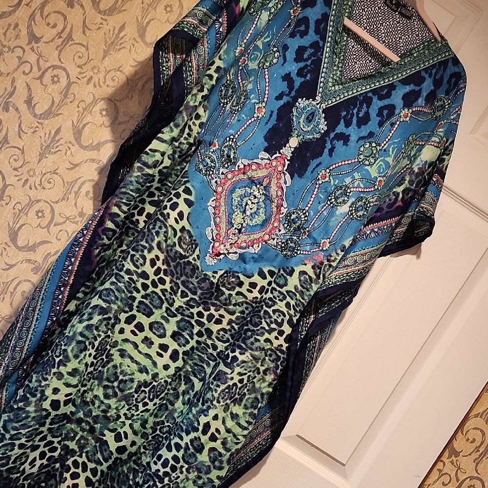 Venice Blue Elegant Blue and Green Swim Coverup